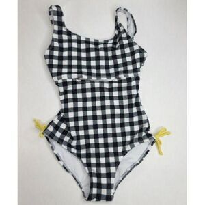 Girls Beach Gingham One Piece Swimsuit Black White Size Medium art class